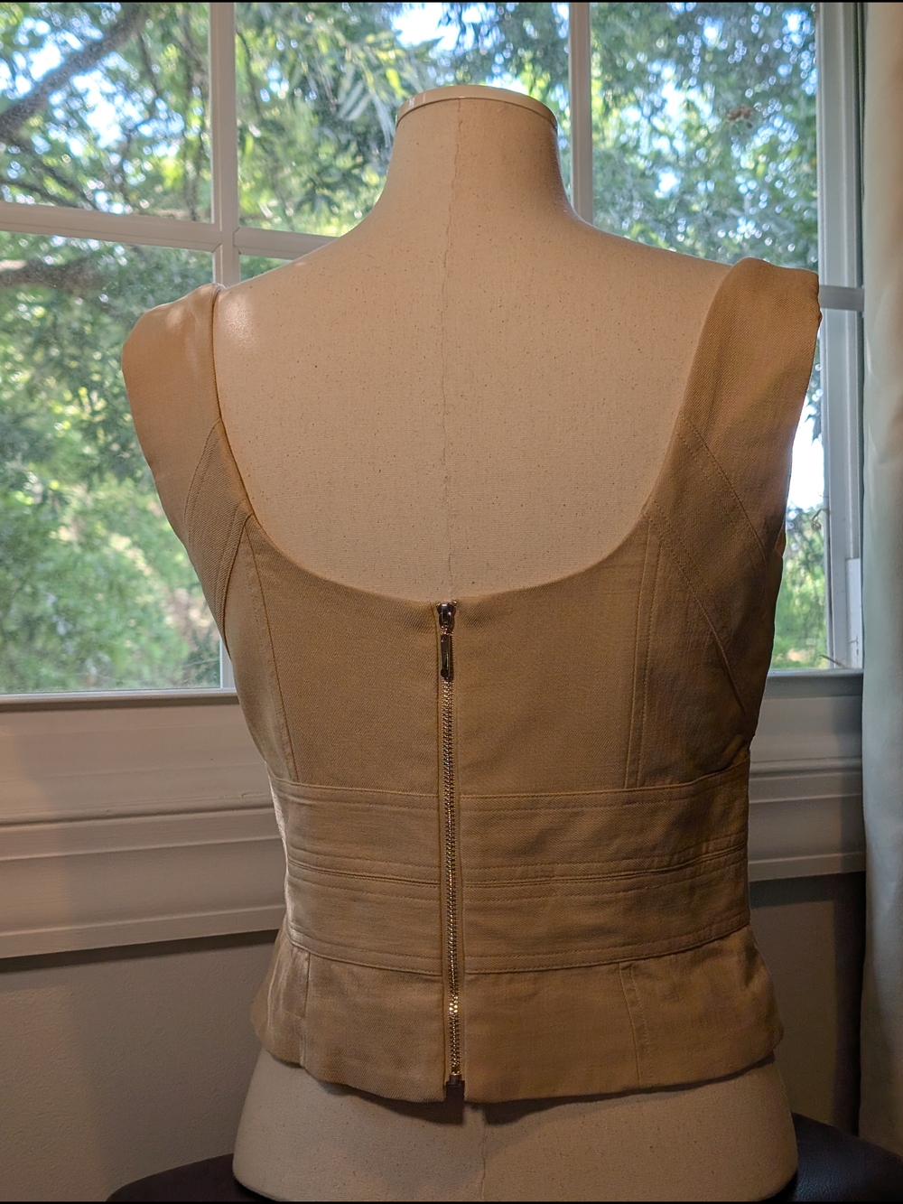 White House Black Market Tan Square-Neck Wrap-Detail Tank Top Matches Trousers - Picture 5 of 11
